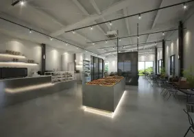 콘크리트 감성의 모던 인더스트리얼 카페